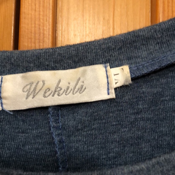 Wekili Blue knit shirt dress with lace - Picture 5 of 6